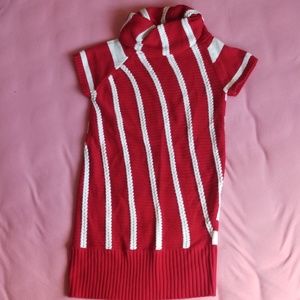 Reversible Red/white striped tunic sweater